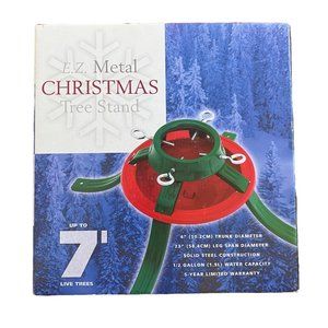 Home Logic Metal Christmas Tree Stand Up to 7 Ft Holiday Red Green New
